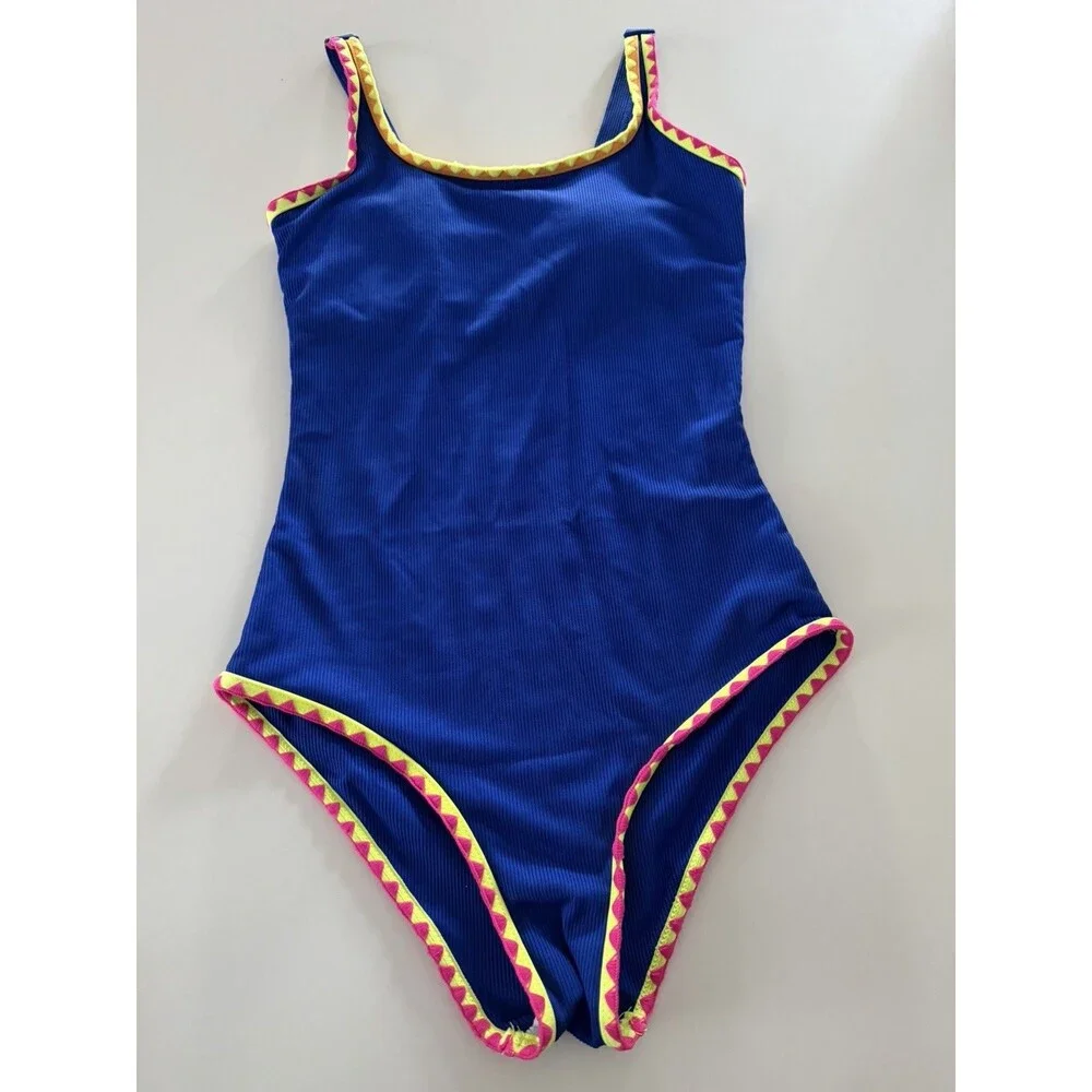 Girls Swimsuit One Piece Swimsuit Solid royal blue Colorful Contrast size 13-14